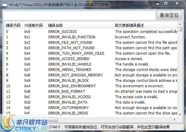 系统错误代码大全2014中英文对照表